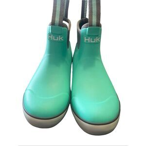 Huk Women's Green Gray Waterproof Slip-Resistant Rogue Wave Fishing Boots Size 5